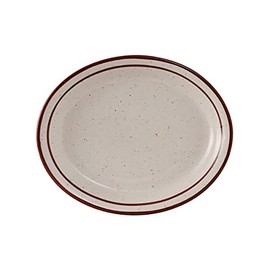 Tuxton China TBS-013 Platter, 11-1/2" x 9-1/8", Oval, Narrow Rim, Microwave and Dishwasher Safe, Oven Proof, Fully Vitrified, Ceramic, Bahamas, Pack of 12