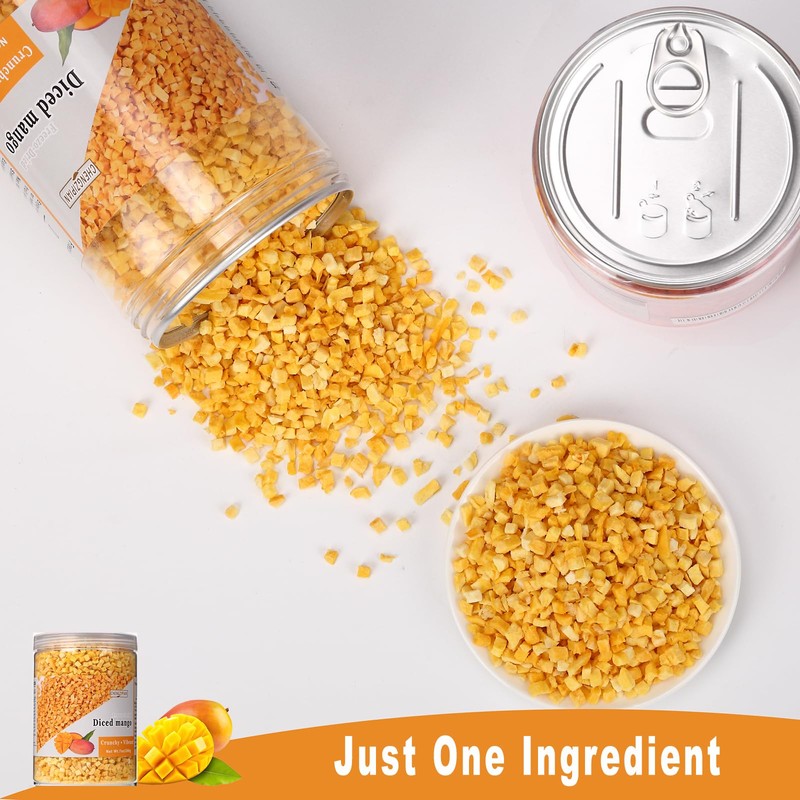 Freeze Dried Mango Diced, Freeze Dried Fruit, 7oz/200g Natural Dehydrated