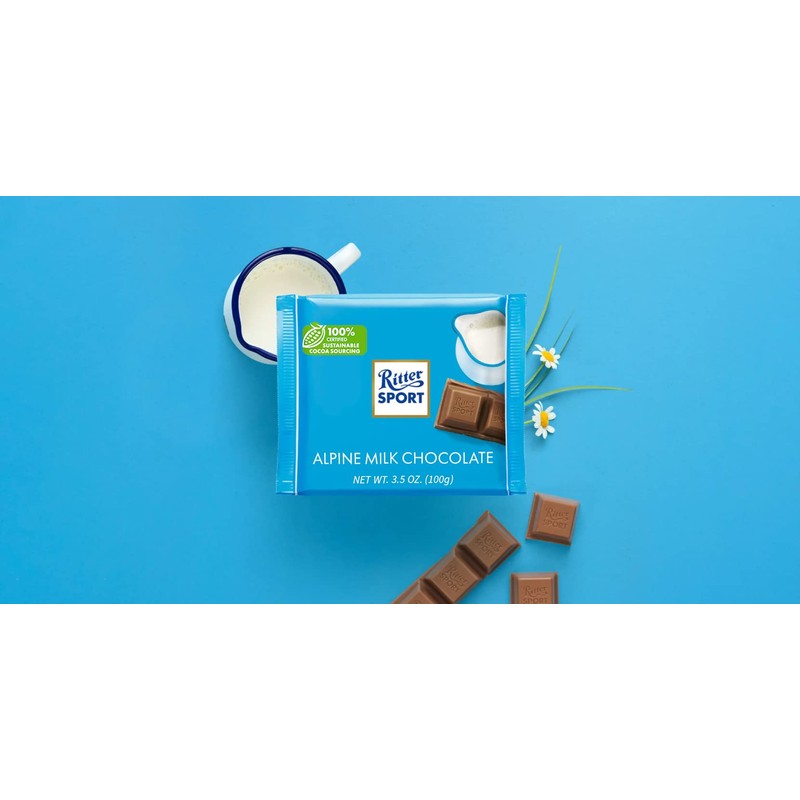 Ritter Sport Alpine Milk Chocolate, 3.5 Ounce Bar, 12 Pack