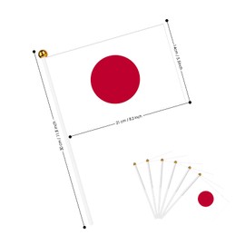 AhfuLife Flags on Sticks, 15/30 pcs Stick Flags Mini Flags Double Sided with White Pole for Olympic Party Decorations Sport Event (Japan, 5×8 Inch-30 Pcs)