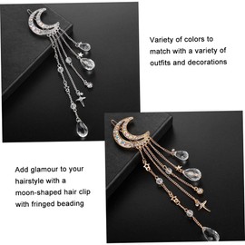 IWOWHERO 2pcs Vintage Rhinestone Tassel Hairpins for Women Elegant Moon Star Design Hair Accessories Set for Parties Celebrations Daily Wear