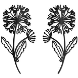 CREATCABIN Dandelion Metal Wall Art Iron Flower Wall Decor Hanging Black Hollow Out Symmetry Silhouette Ornament Iron Sign for Yoga Studio Indoor Outdoor Home Office Decoration Gift Black 11.8x6Inch