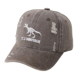 LYZOURBB Toddler Boy Girl Dinosaur Baseball Caps Unisex Kid Sun Hat Vintage Washed Baseball Caps Hat for 2-8Years Coffee