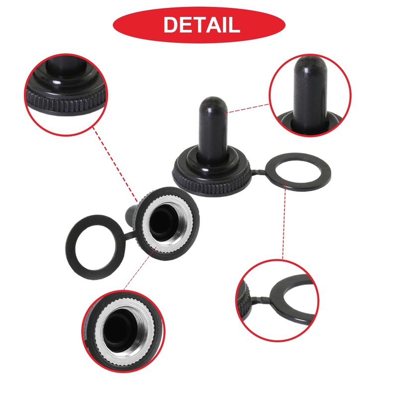 MKBKLLJY 20Pcs 12mm/0.47inch Mounting Hole Black Waterproof Dustproof Rubber Boot