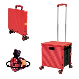 Quick Utility Cart Four -Rotate Wheeled Collapsible Handcart with Durable Heavy Duty Plastic Telescoping Handle for Travel Shopping Moving Luggage Office Use