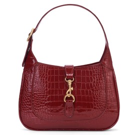 Shoulder Bag for Women Red Purse PU Leather Shoulder Purse Trendy Burgundy Handbag Small Crocodile Pattern Crossbody Bags (Red)