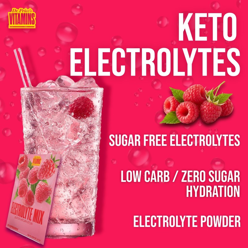 Dr. Price’s Electrolytes Hydration Powder Packets – Raspberry, 30 Packs