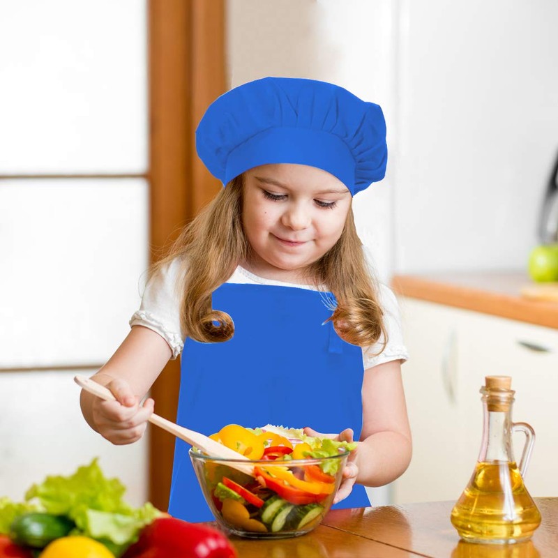 CRJHNS Kids Apron and Chef Hat Set, Adjustable Cotton Child