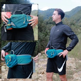 buffup® Bum Bag with Bottle Holder, Hip Bag Sport for Outdoor Dog Training Cycling Hiking Running Belt Bag Women Men Large (Dark Blue)