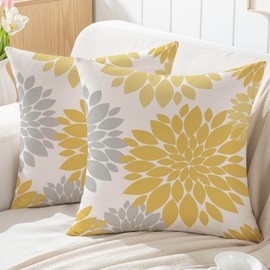 ViaElayu Outdoor Cushion Cover 50 x 50 cm Spring Gleb Flowers Cushion Covers Decorative Cushion Cover Dahlia Weatherproof Decorative Cushion Couch Cushion Summer Cushion Covers Living Room Garden Sofa