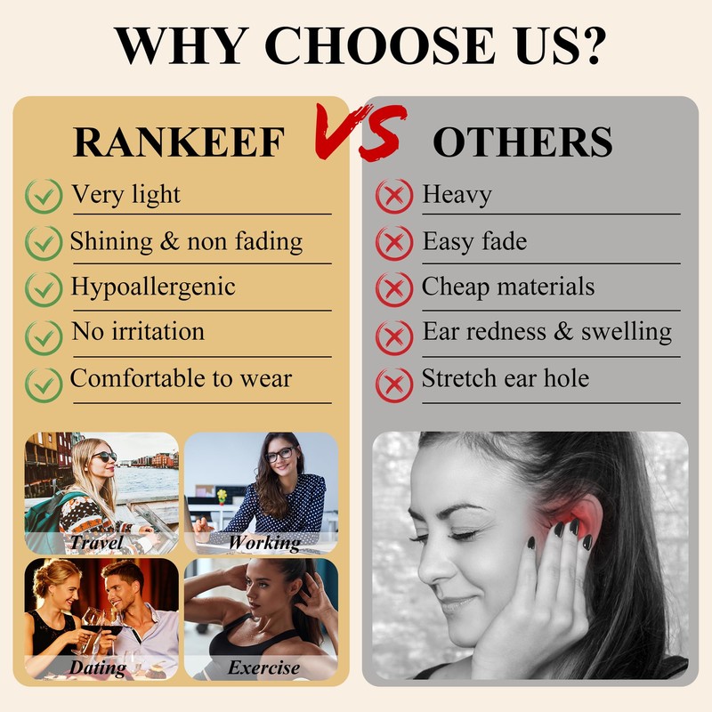 RANKEEF 4mm Breit Groß Sterling Silber Ovale Ohrringe Creolen für