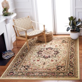 SAFAVIEH Lyndhurst Collection Accent Rug - 4' x 6', Beige & Black, Traditional Oriental Design, Non-Shedding & Easy Care, Ideal for High Traffic Areas in Entryway, Living Room, Bedroom (LNH330C)