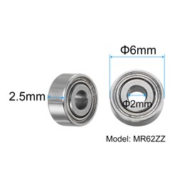 sourcing map 10pcs MR62ZZ Deep Groove Ball Bearings 2x6x2.5mm Chrome Steel Miniature Bearing Double Shielded Precision Bearings, P6 (ABEC 3)