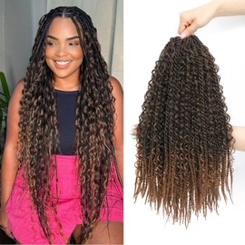 Boho Senegalese Pretwisted Crochet Hair 8 Packs Pre Looped Goddess Island Passion Twist Crochet Braids Hair Extensions for Black Women (1B/30, 22 Inches)