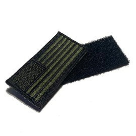 Mini American Flag Patch 2x1" OD Green (Hook/Loop Back) Embroidered Morale Patch