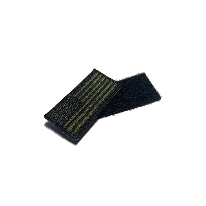 Mini American Flag Patch 2x1" OD Green (Hook/Loop Back) Embroidered