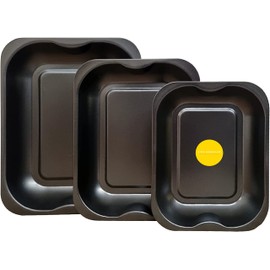 3-Pack Black Roasting Baking Tray Set - Small (28cm), Medium (33cm), and Large (38cm) - Baking Tray Set Tray/Pan, Non-Stick, Multi-Pack Set Oven Trays - Dishwasher Safe and Easy Clean by KITCHENEUR®
