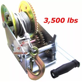 CALHAWK 3500lbs Dual Gear Hand Winch Hand Crank Manual  Boat ATV RV Trailer 33ft Cable