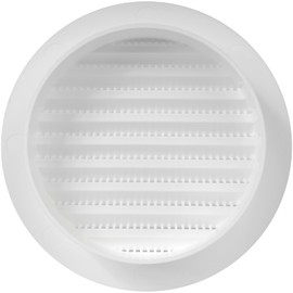 4'' Inch / 100 mm Plastic Vent Cover White - Round Soffit Vent - Exhaust Ventilation Louver - Air Inlet Grille Cover - Built-in Screen Mesh - HVAC Ventilation