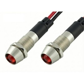 Alpinetech 2PCS Flashing Red 8mm 5/16" Blinker 12VDC LED Metal Signal Indicator Pilot Dash Light