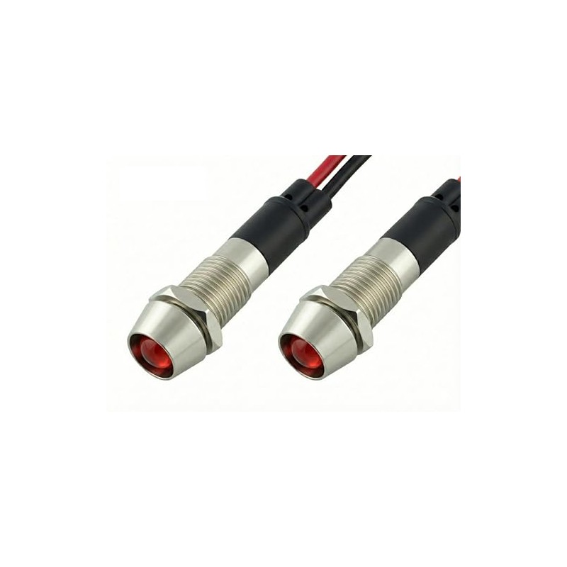 Alpinetech 2PCS Flashing Red 8mm 5/16" Blinker 12VDC LED Metal