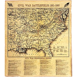 Historical Documents Civil War Battle Map 1861-1865 Replica Document, Greyscale, 14 x 16 inches