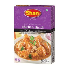 Shan Chicken Handi Recipe and Seasoning Mix 1.76 oz (50g) - Spice Powder for Juicy Chicken in Creamy Tomato Sauce - Suitable for Vegetarians - Airtight Bag in a Box