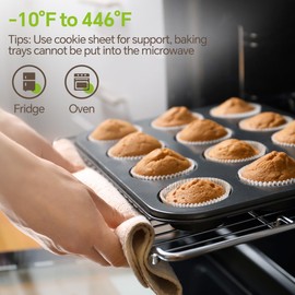 SiypWok Stainless Steel Muffin Pan, Food Grade Cupcake Pan-Blak 12 Cups 2 Pieces, Non-stick Coating Baking Mold for Making Cupcake,Egg bites,Tart,Bread-Heat Resistant Up to 446°F Dishwasher Safe