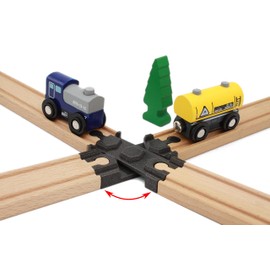 Locorico- Wooden Train Crossing (4 Ways Rotating)