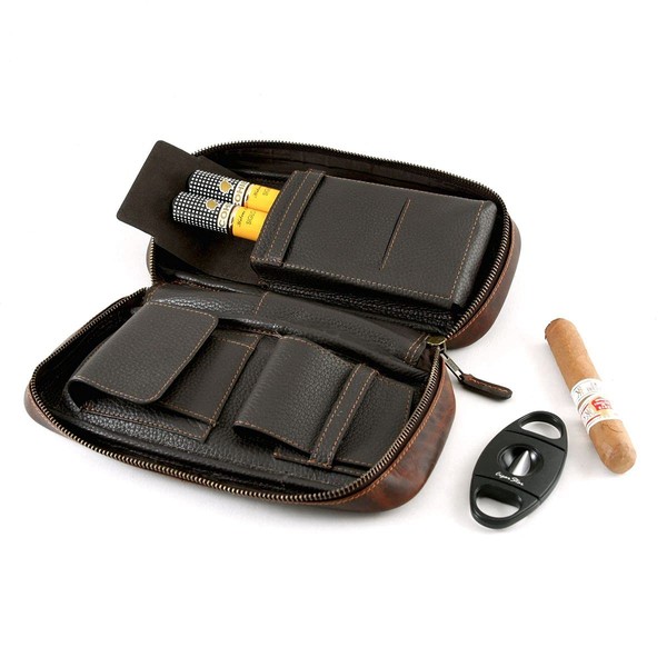 Cigar Star The Daily Full-Grain Leather Travel Cigar Humidor / Case
