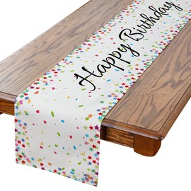 Happy Birthday Table Runner 72 Inches, Celebrate Birthday Party Table Decor Colourful Birthday Runner for Table