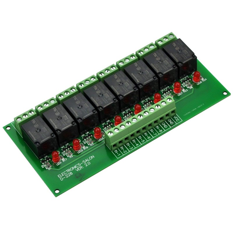 Electronics-Salon 8 Channel 10Amp SPDT Power Relay Module Board (Operating