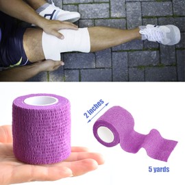 Gondiane 9 Pack 2" x 5 Yards Self Adhesive Bandage Wrap Self Stick Wrap for Ankle, Wrist, Finger, Sports, Breathable Cohesive Vet Tape for Pets (Purple)