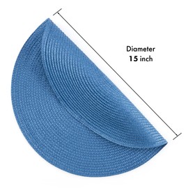 Winknowl Round Place Mats Set of 4, Washable Table Mats, Non-Slip, Tear-Resistant, Heat Resistant Place Mats, 37 cm Round Place Mats for Dining Table (Blue)