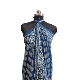 Hand Block Print Sarong, Women Bikini Cover Pareo Hand Dyed Scarves Indian Hand Block Print Scarves,Stole Cotton Scarves Size 44x72 Inch ss01