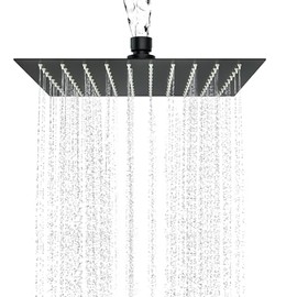 Fatspas 12 Inch Rain Shower Head, Matte Black