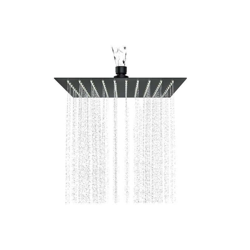 Fatspas 12 Inch Rain Shower Head, Matte Black