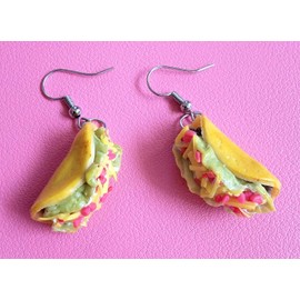 Taco Miniature Food Polymer Clay Dangle Earrings
