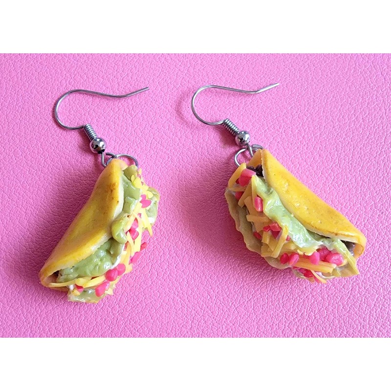Taco Miniature Food Polymer Clay Dangle Earrings