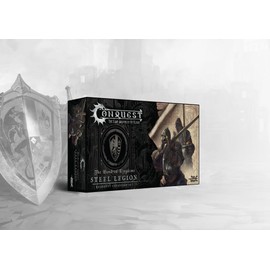Wargames Delivered para Bellum Conquest The Last Argument of Kings Steel Legion - Hundred Kingdoms Miniature Set, 12 38mm Unapainted Plastic Miniature with Command Options for Miniature Wargaming