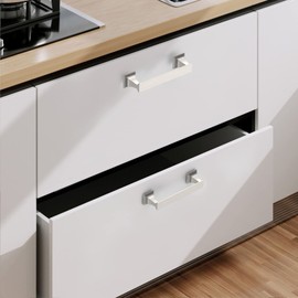 9BUILD 10 Pack 4 Inch Cabinet Handles Brushed Satin Nickel Cabinet Pulls Kitchen Handles for Cabinets Brushed Nickel Drawer Pulls Dresser Pulls Kitchen Cabinet Hardware