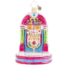 Christopher Radko Hand-Crafted European Glass Christmas Decorative Figural Ornament, Rocking Beatles Juke Box