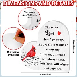 GANGBARU Cardinal Sympathy Gifts Wooden Memorial Heart Remembrance Bereavement Plaque Condolence Table Stand Sign Centerpieces for Loss of Loved One