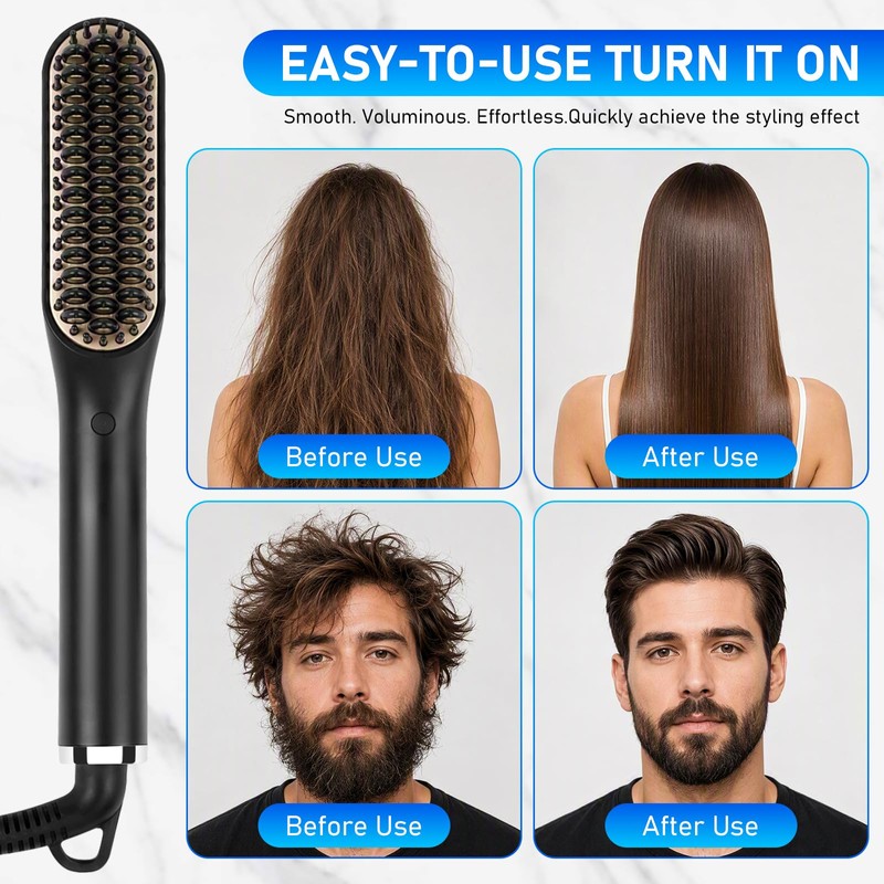 Focenat 2 in 1 Beard Straightener for Men, Mini Straightener,