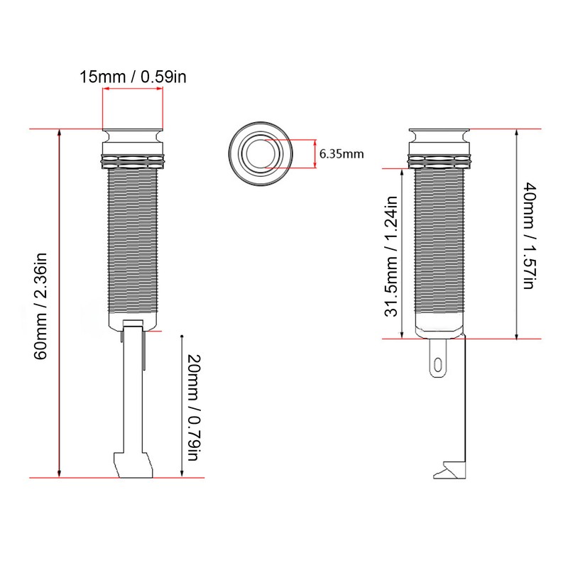 Guitar End Pin Jack Socket Threaded Metal 6.35mm for Bass