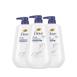 Dove Body Wash with Pump Deep Moisture For Dry Skin Moisturizing Skin Cleanser with 24hr Renewing MicroMoisture Nourishes The Driest Skin, 30.6 Fl Oz (Pack of 3)