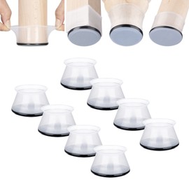 Aneaseit Chair Leg Sliders for Carpet - 8 pcs Clear - Silicone Heavy Duty Furniture Movers w/PTFE Bottom - Table Feet Covers Pads Protectors for Smooth Glides - Extra Large