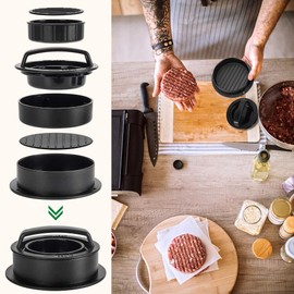 Burger Press Hamburger Patty Maker Slider Press Stuffed Burger Patty Press Regular Burger Patties Cookery Mold 3 in 1 Non Stick Kitchen Barbecue Tool