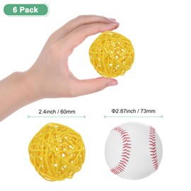 M METERXITY 6-Pack Wicker Rattan Balls 60mm/2.4 Inch Decorative Rattan Balls Orbs Vase Fillers Bowl Fillers for Christmas/Weddings/Thanksgiving/DIY Crafts/Home Decor [Yellow]