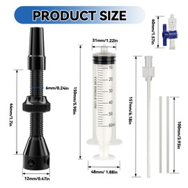 SXTDKMJ Tubeless Valve Set, Presta Valve with Complete Set Including Tubeless Syringe Valve Core Tool and Valve Adapter for Bicycle Repair